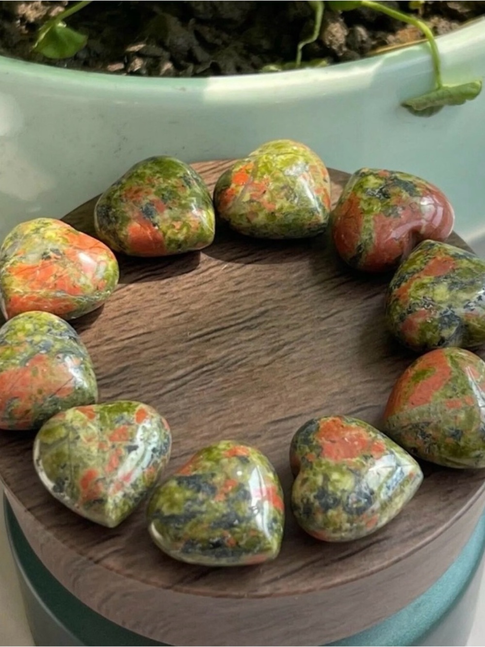 Small Unakite Crystal Heart